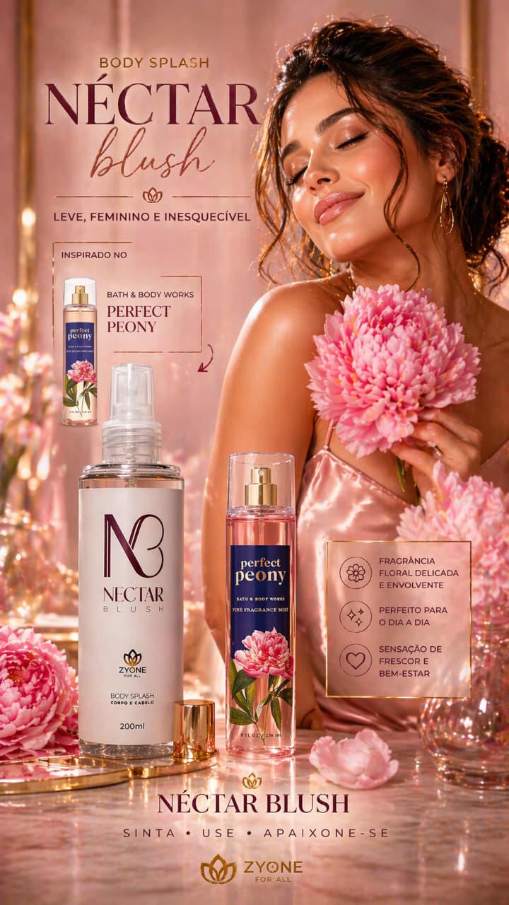 Perfume Zyone Néctar Blush — Inspirado em Perfect Peony